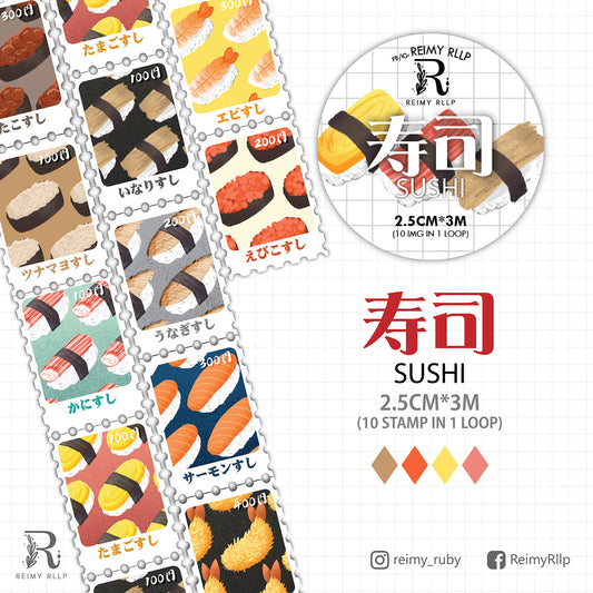 Stamp Shape Sticker Washi Tape 5 Sushi
